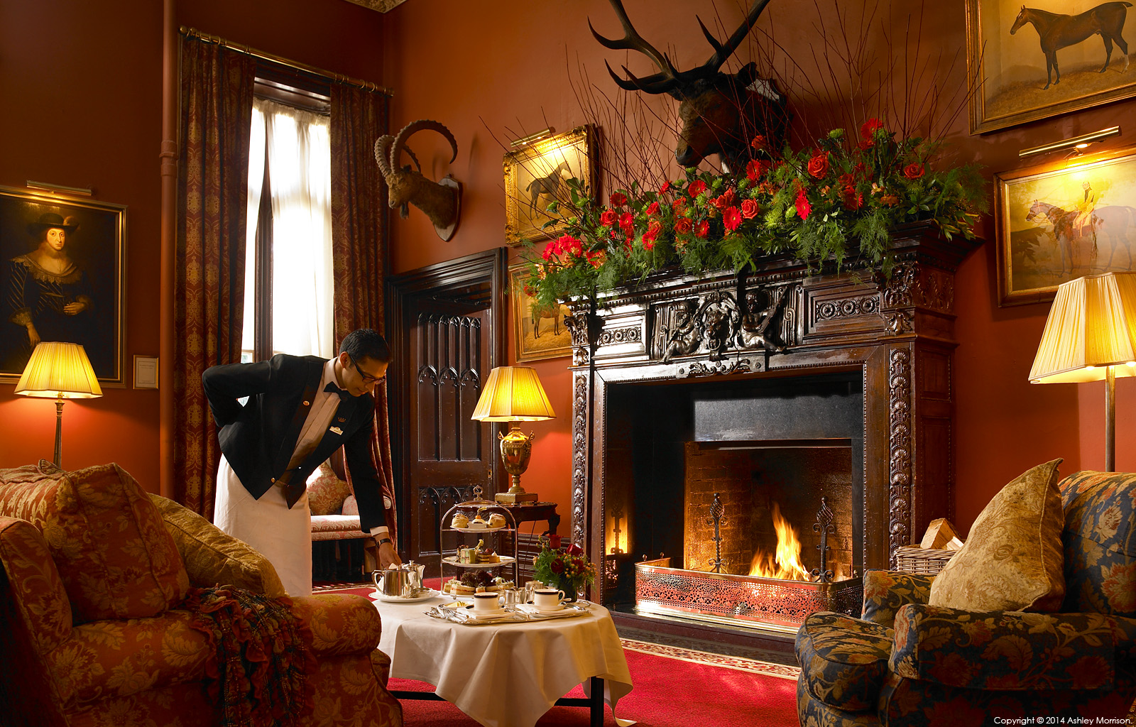 The Fireplace in the lounge area at Dromoland Castle in County Clare.