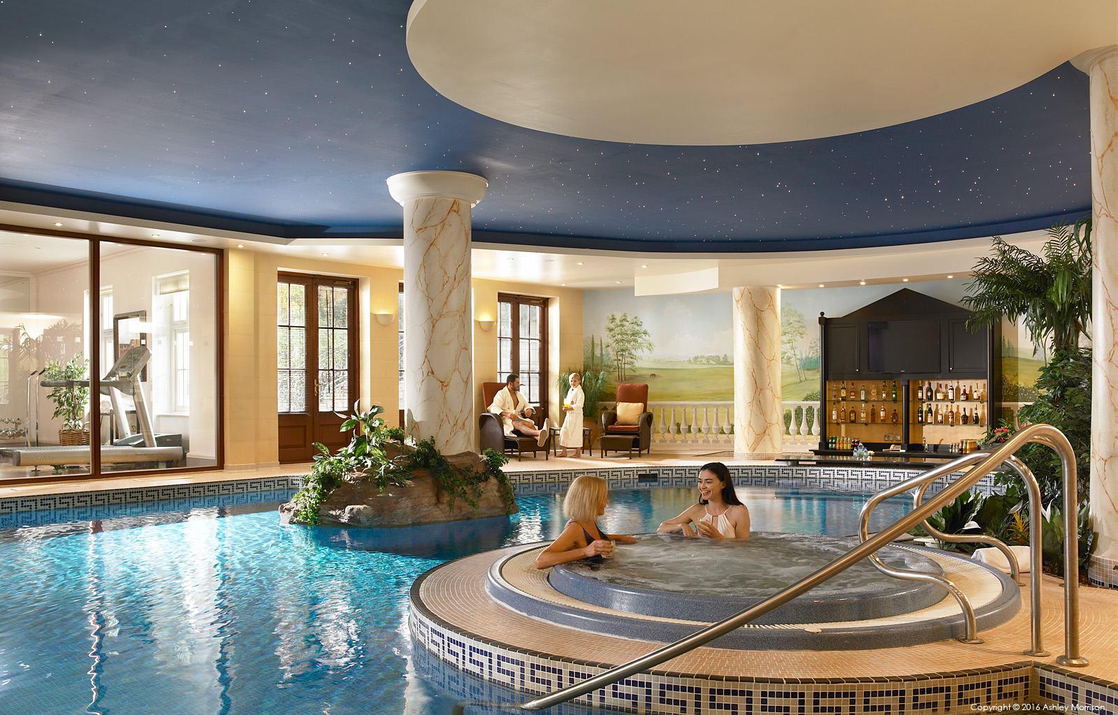 The swimming pool in the Straffan House at The K Club in County Kildare.