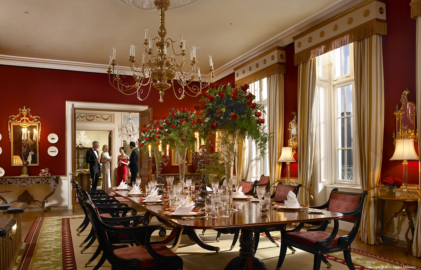 The dining room in Straffan House at The K Club in County Kildare.