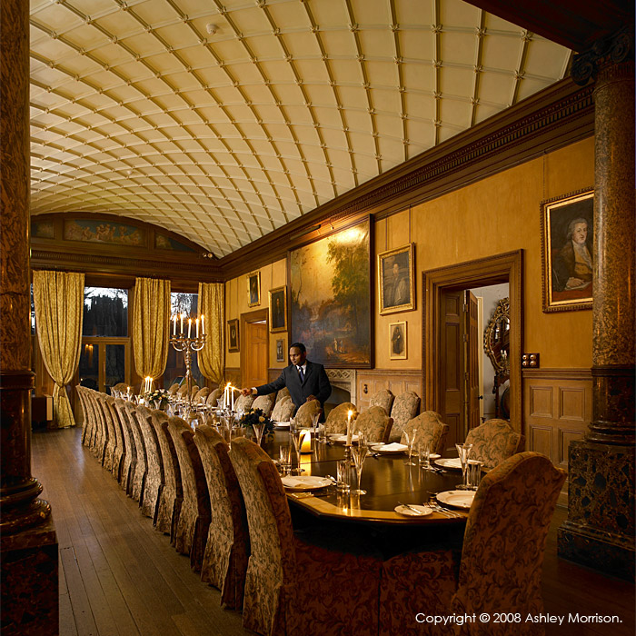The Dining room and Gallery at Castle Leslie in Co Monaghan, Ireland