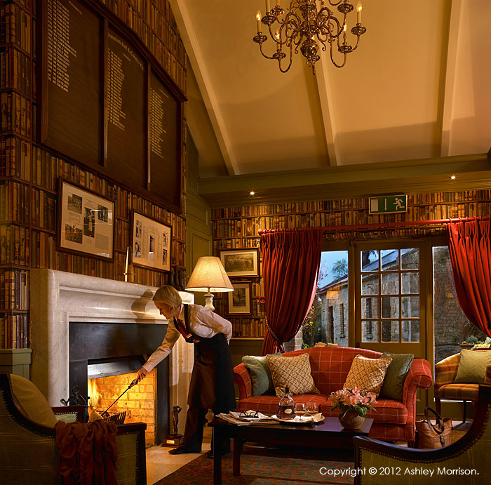The Club House library at Dromoland Castle in County Clare